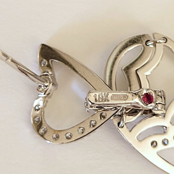 Roberto Coin 18K White Gold Sculpted Heart Diamond Drop Earrings - Picture 4 of 12